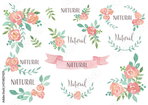 Rose watercolor frame