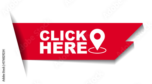 red vector illustration banner click here