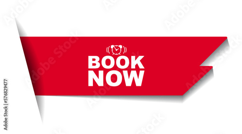 red vector illustration banner book now