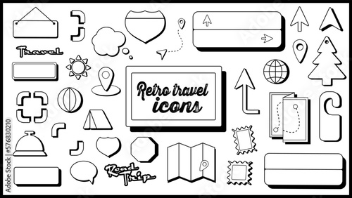 set of retro road trip \ vacation icons 