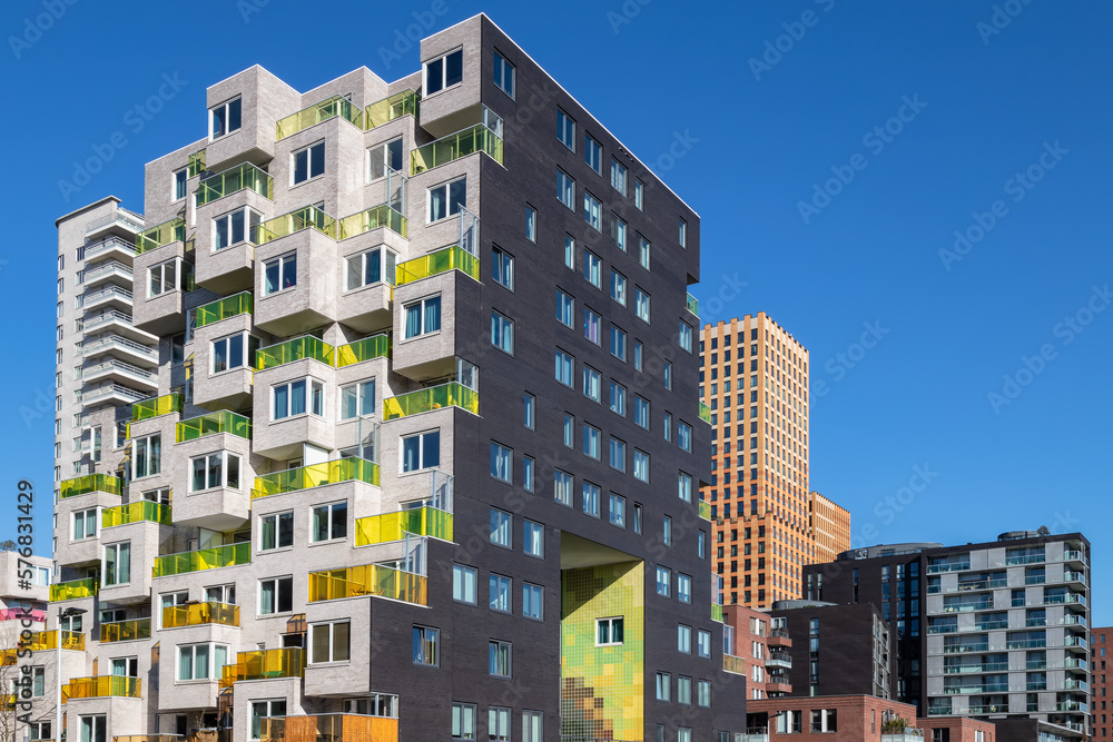 Modern high-rise apartment buildings in the business district - Zuidas, of Amsterdam. Modern high-rise apartment buildings in the business district - Zuidas, of Amsterdam.