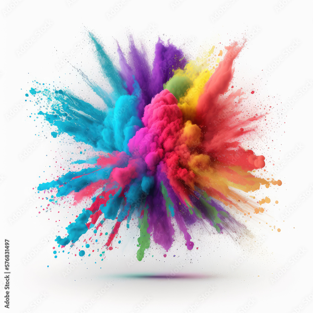 Holi splashes, iridescent and multicolored Holi splashes, iridescent and multicolored