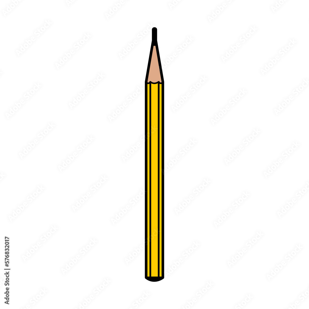 Simple Yellow Wooden Pencil Symbol Icon. Vector Image. Simple Yellow Wooden Pencil Symbol Icon. Vector Image.
