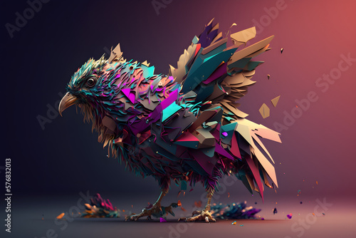 Colorful bird abstract, art animal. Generative AI 