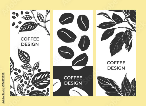 A set of flyers on the theme of coffee. Vector elements, coffee design.