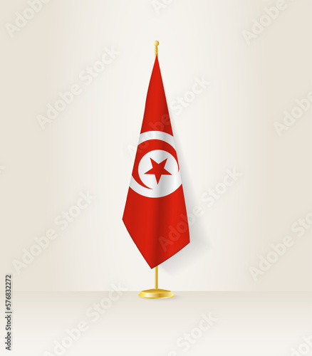 Tunisia flag on a flag stand.