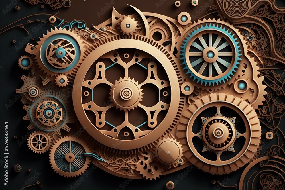 Abstract background with complex mechanical mechanism Abstract background with complex mechanical mechanism