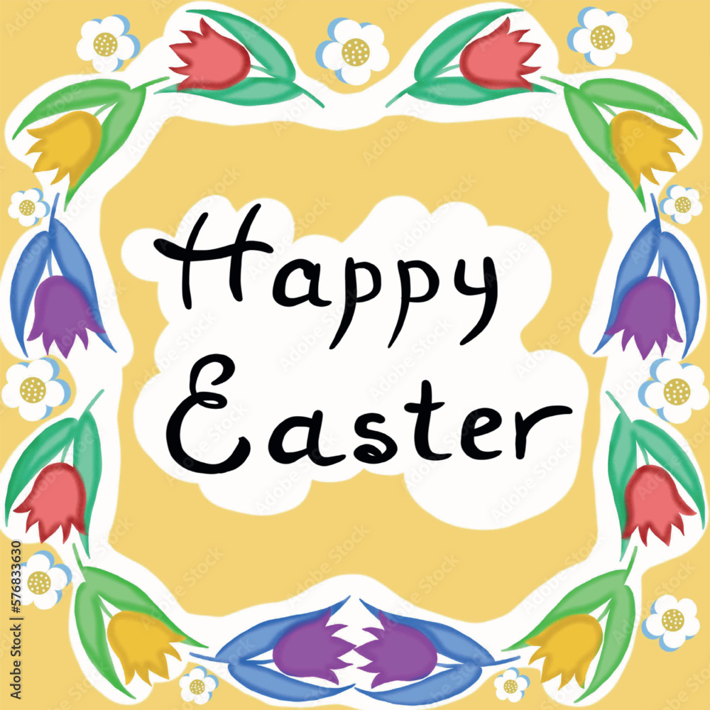 summer background happy easter card happy easter,greeting card with spring flowers tulips,yellow,pink,purple,happy spring,hello spring,spring flowers,daisies,a frame of spring flowers tulips