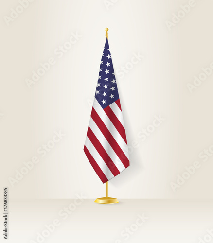USA flag on a flag stand.
