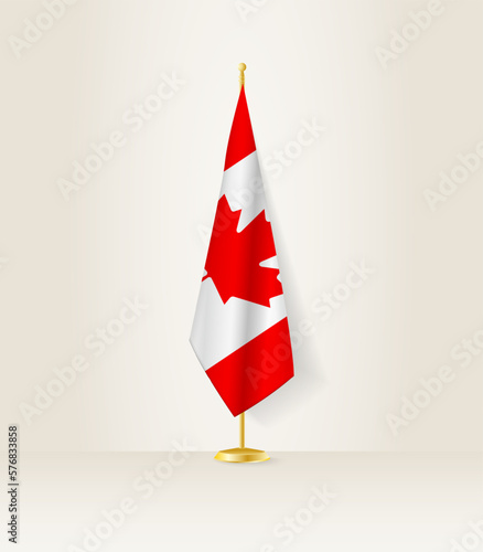 Canada flag on a flag stand.