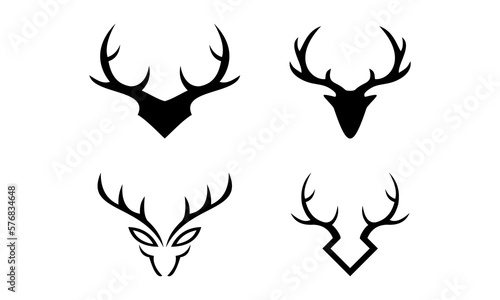 Print op canvas deer head antler logo set template