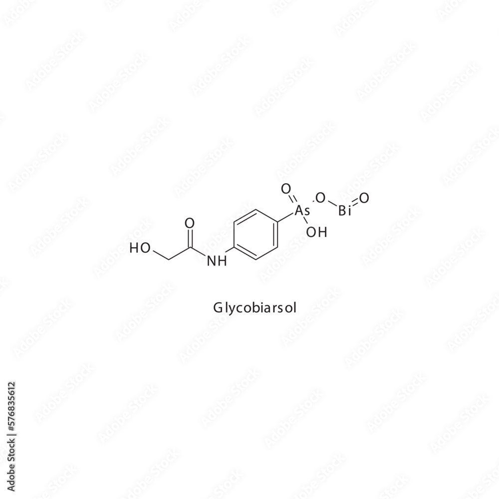 Fototapeta premium Glycobiarsol&nbsp; flat skeletal molecular structure Antiprotozoal drug used in amoebiasis treatment. Vector illustration.