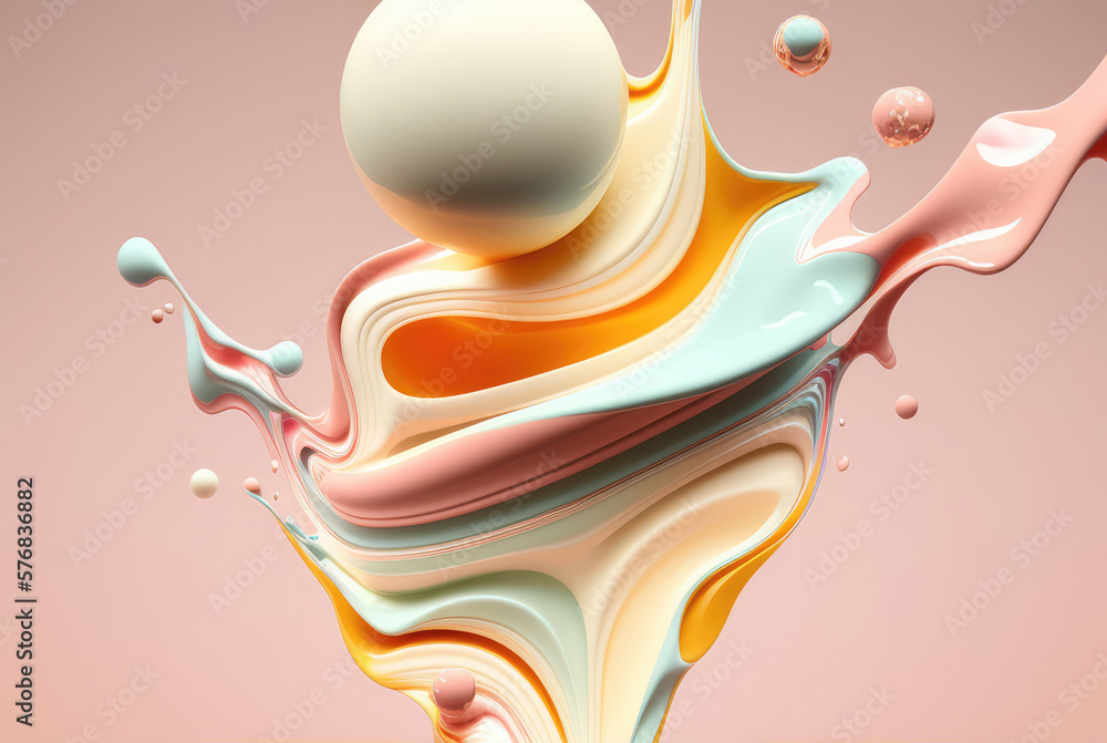 Ai artwork of blended pastel colors against beige background - obrazy, fototapety, plakaty 