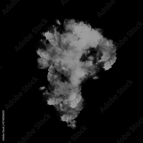 White smoke or cloud on black background.