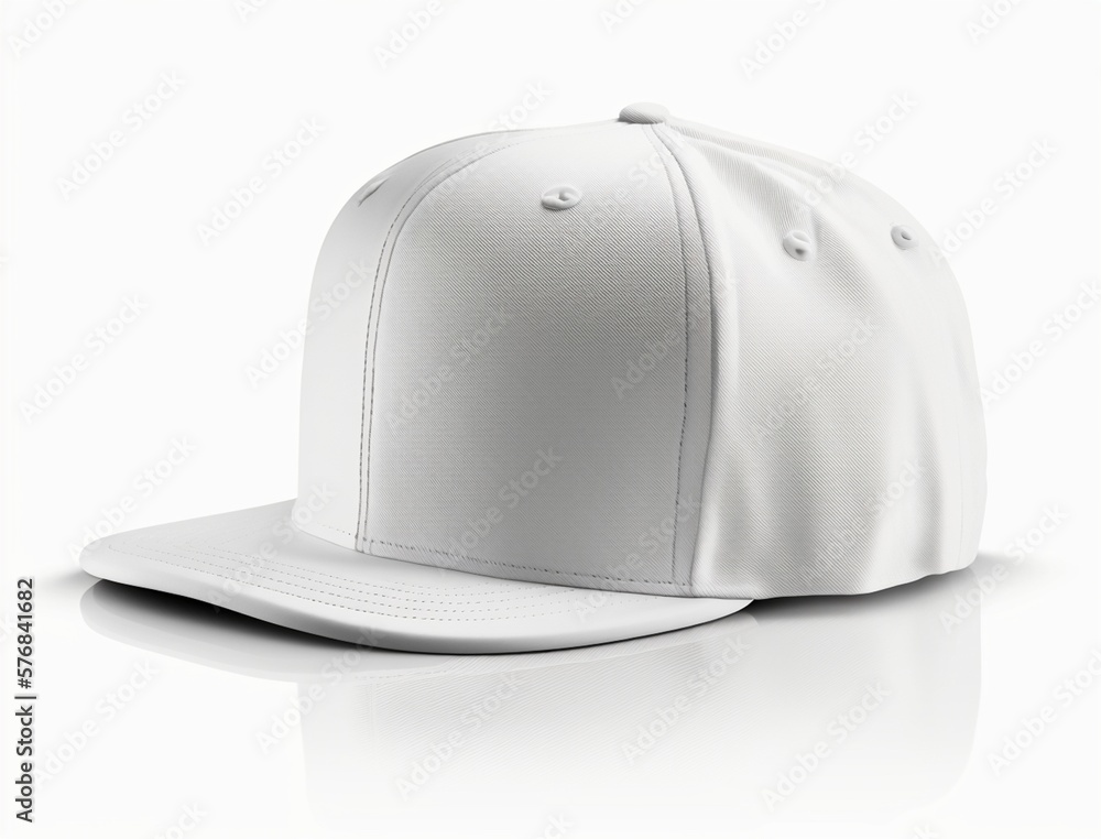 empty white snapback hat mockup isolated on a white blank background for design, flat baseball cap mock up, generative Ai empty white snapback hat mockup isolated on a white blank background for design, flat baseball cap mock up, generative Ai