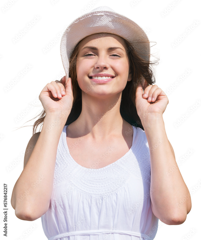Beach brunette woman happy and smiling laughing and cheerful in summer sun. Beautiful multiracial Asian Chinese , Caucasian woman wearing white beach hat and bikini Beach brunette woman happy and smiling laughing and cheerful in summer sun. Beautiful multiracial Asian Chinese , Caucasian woman wearing white beach hat and bikini