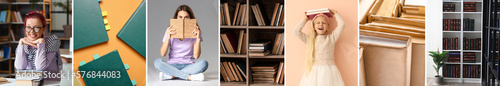 Books on shelves in library