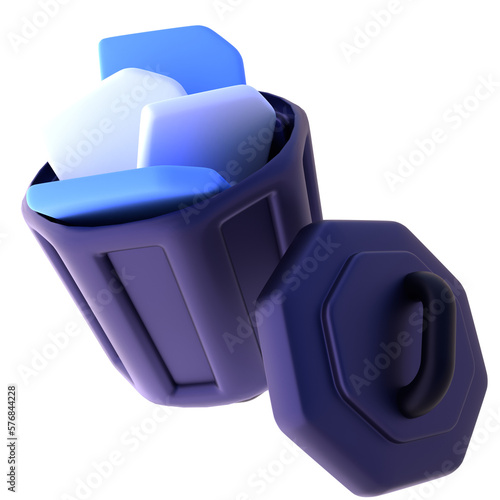 Trash in 3d render for graphic asset web presentation or other 