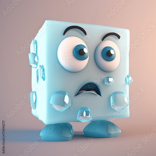 Cute Cartoon Ice Cube Chara...