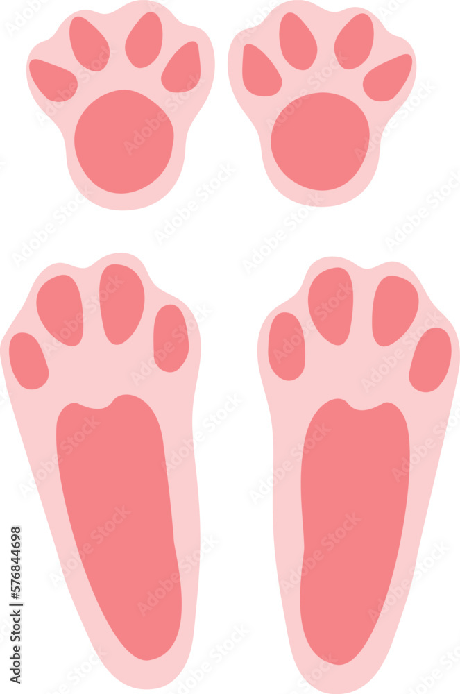 Cute rabbit footprints. Isolated illustration on a white background. Vector illustration Cute rabbit footprints. Isolated illustration on a white background. Vector illustration