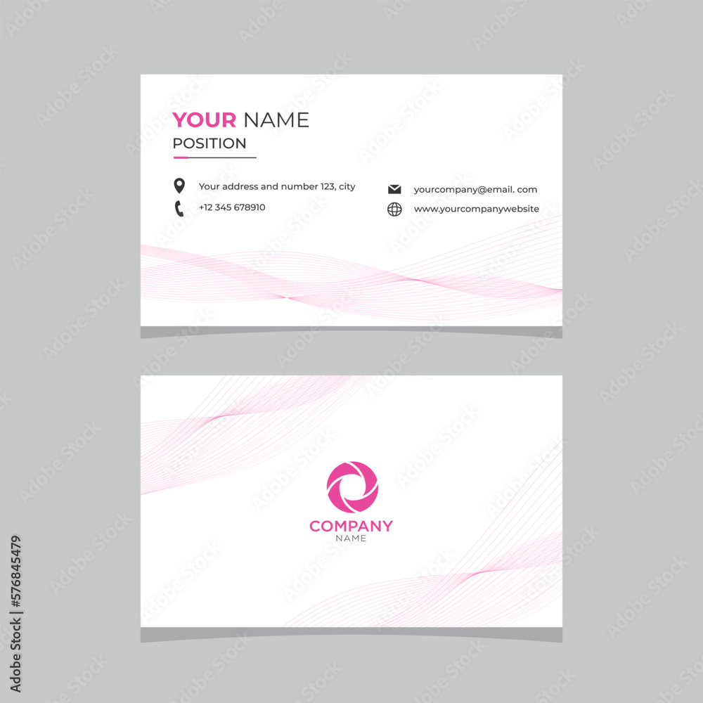 Modern business card template with pink color