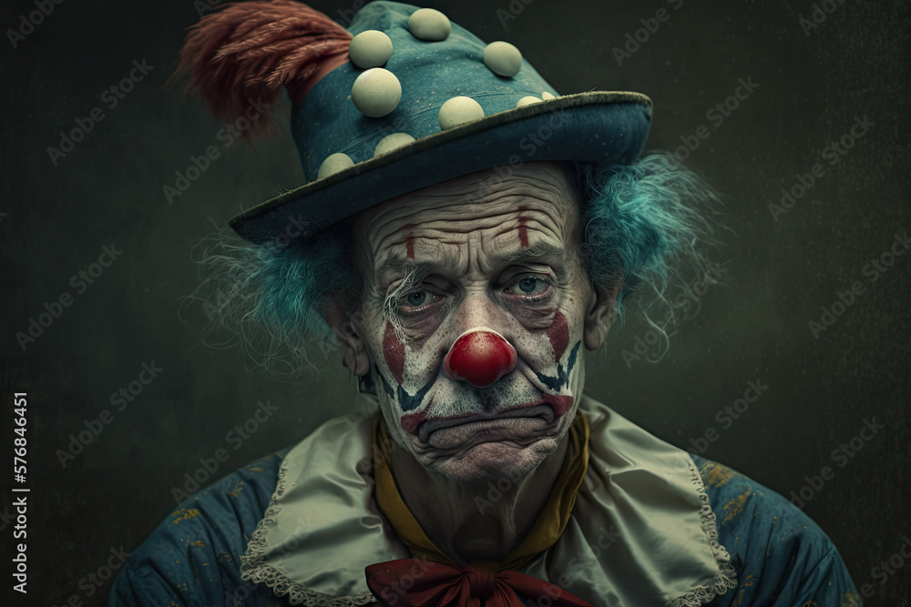 Painting of a sad clown Stock Illustration Adobe Stock