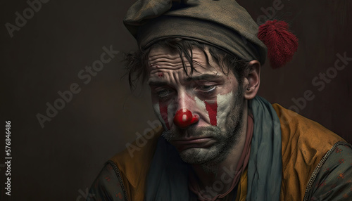 Painting of a sad clown