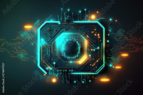 Abstract technology background. AI generated, human enhanced. Background with selective focus