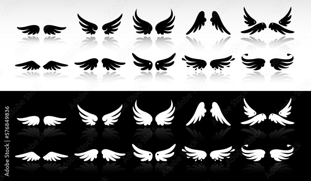 Fototapeta premium Wings icons set. Vector Wings