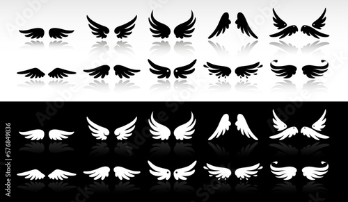 Wings icons set. Vector Wings (ID: 576849836)