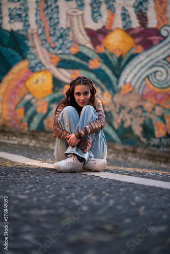 Girl with graffiti  photo