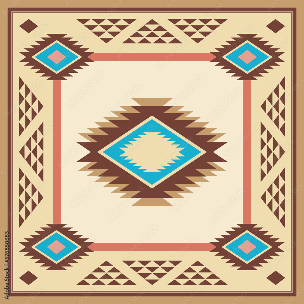 Naklejka premium American Southwest design style in a seamless repeat pattern - Vector Illustration