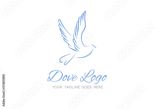 Dove logo concept, flat vector design