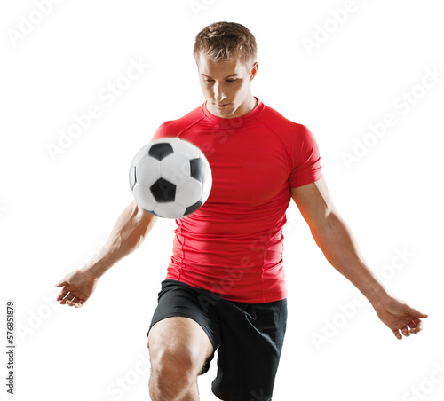 Single caucasian young man exercising football player © BillionPhotos.com