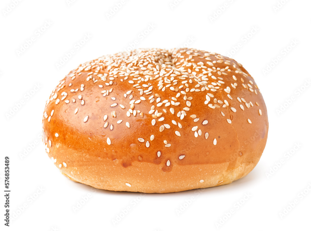 Fresh bun with sesame seeds isolated on white background Fresh bun with sesame seeds isolated on white background