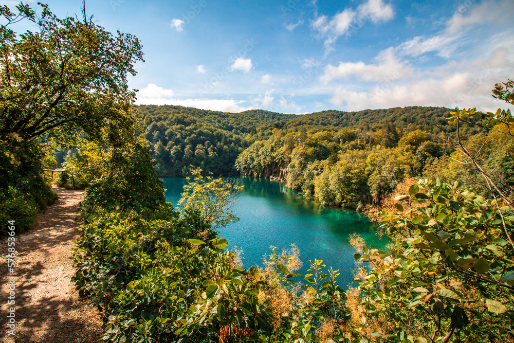 view on a lake in plitvice national park in Croatia