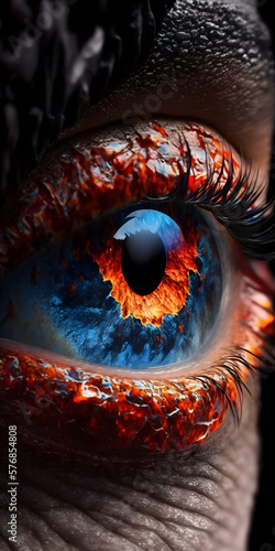 A Close Look Of Eye Made of Molten Lava, AI Generative © Augusto
