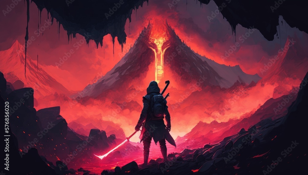 The Fury of the Volcano. A Lava Sword Awakens. Generative AI The Fury of the Volcano. A Lava Sword Awakens. Generative AI