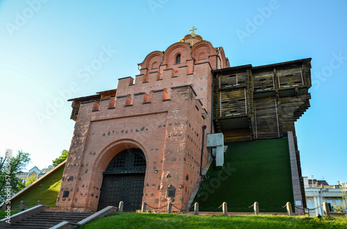 Golden Gates is an ancient medieval entrance to city in downtown Kyiv, Ukrain photo