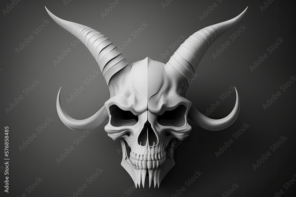 Fototapeta premium Demon's white skull with horns . Generative AI