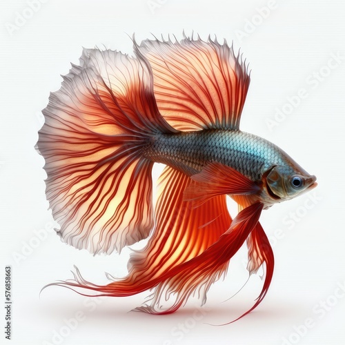 Blaze Betta Fish Isolated on White Background. © Man888