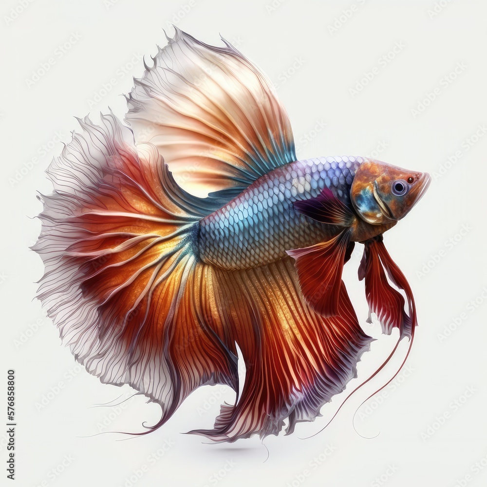 Fototapeta premium Jasper Betta Fish Isolated on White Background.