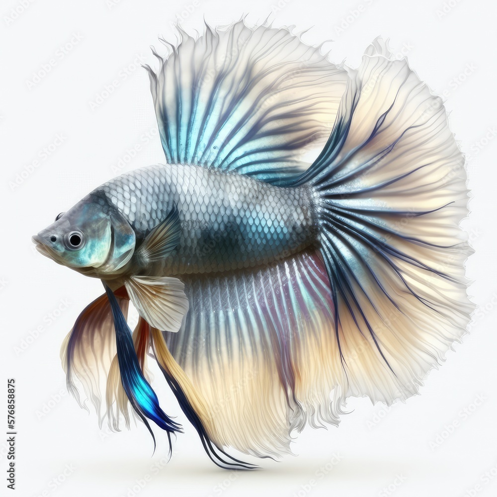 Fototapeta premium Neptune Betta Fish Isolated on White Background.