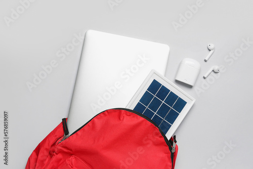 Bag with portable solar pan...