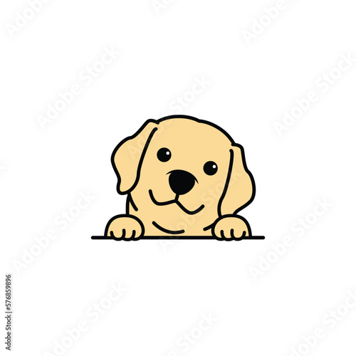 Cute labrador retriever puppy cartoon, vector illustration