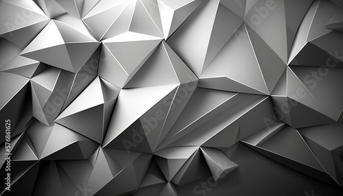 Silver Lowpoly Geomtric Triangle Textured Background | Generative AI photo