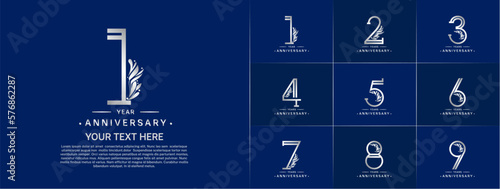 set of anniversary logotype silver color and ornament for special celebration event