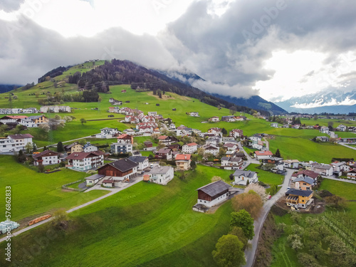 Aerial view Oberperfuss town in Tirol Austria by drone. photo