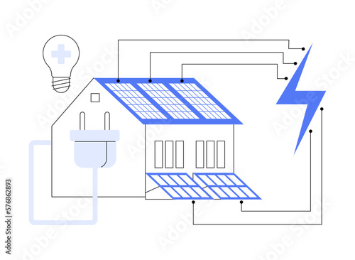 Energy-plus house abstract concept vector illustration.
