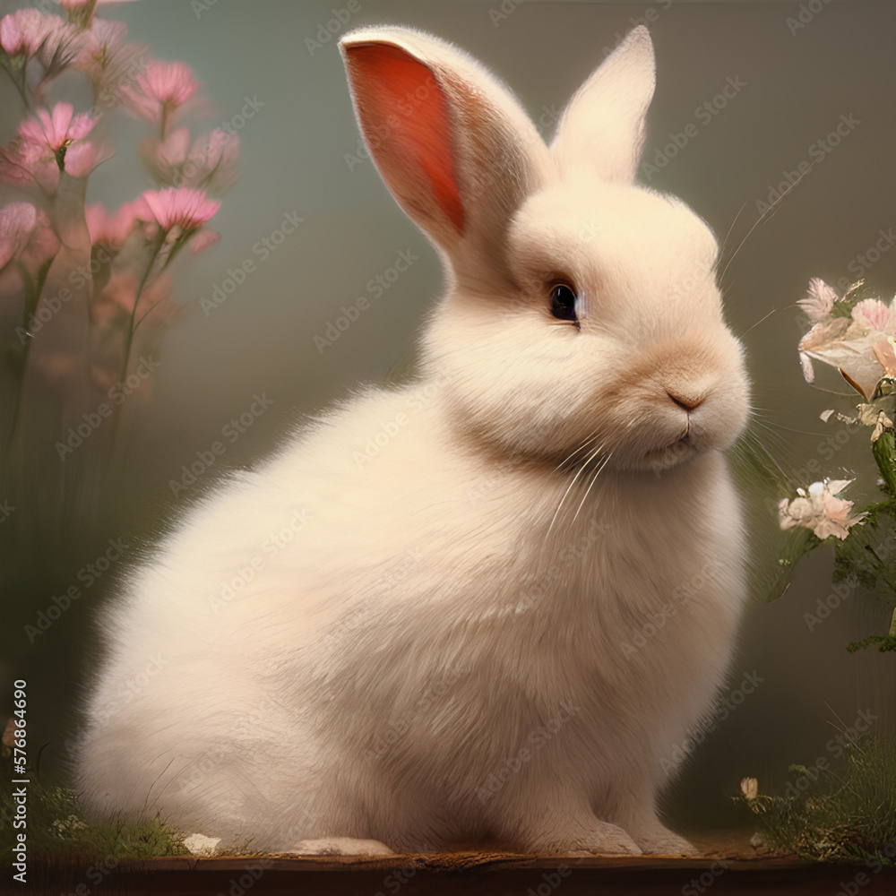 white rabbit in the garden, created by AI white rabbit in the garden, created by AI